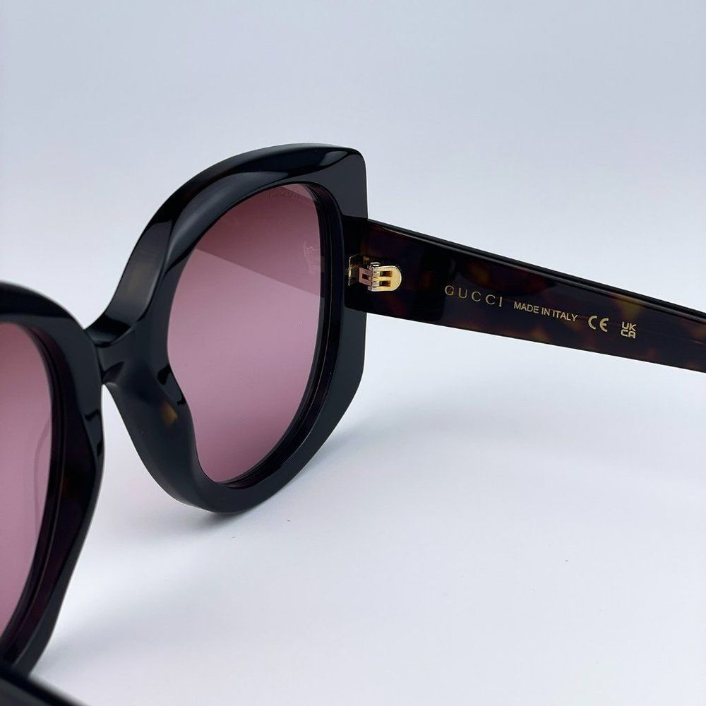 Gucci GG1257S 003 Sunglasses Havana Gradient Red Butterfly Oversized Women - Picture 11 of 14